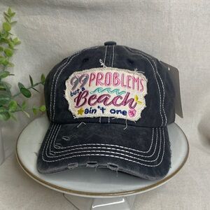 99 Problems But a Beach Aint One Distressed Patch Hat